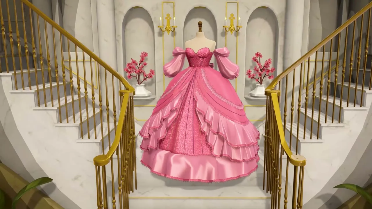 Player-made evening gown shared in the Dressmaker subreddit